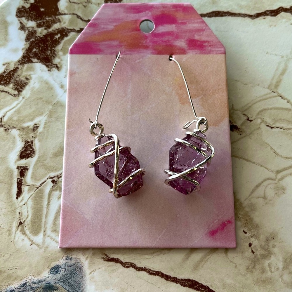 Boutique Crystal Drop Earrings in Purple (Lavender)
